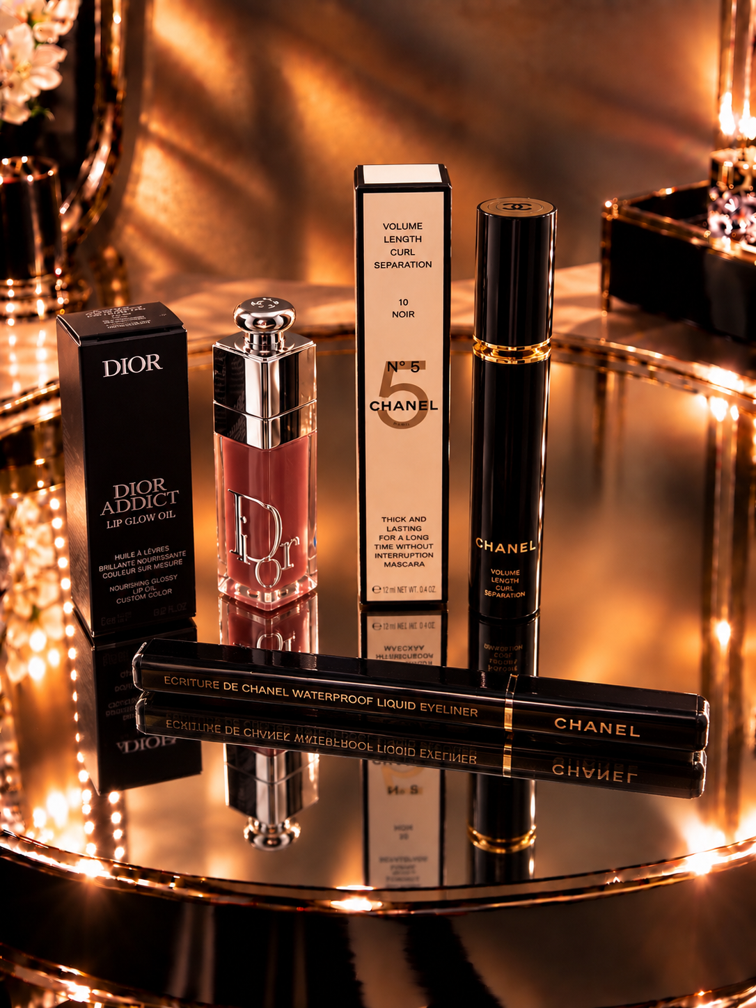 DIOR AND CHANEL 5 SET LIPGLOSS MASCARA AND EYELINER 3 τμχ